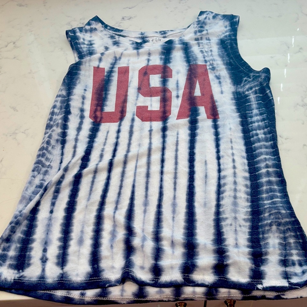 Zoe + Liv Blue Tie-Dye Top USA